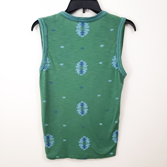 🔴 LUCKY BRAND TANK AZTEC BOHO SLEEVELESS TOP GREEN S - Picture 5 of 10